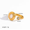 Light Luxury Geometric Natural Stone Stainless Steel And Titanium Steel Pvd Furnace Vacuum Real Gold Plated Ring For Women