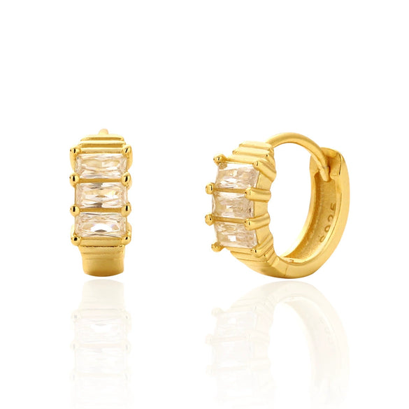 Light Luxury Geometric Rectangular S925 Silver Zircon Earrings For Women With Electroplating