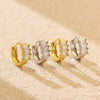 Light Luxury Geometric Rectangular S925 Silver Zircon Earrings For Women With Electroplating