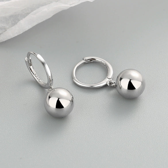Light Luxury Geometric Round Bead Earrings For Women In 925 Sterling Silver With Electroplated Finish