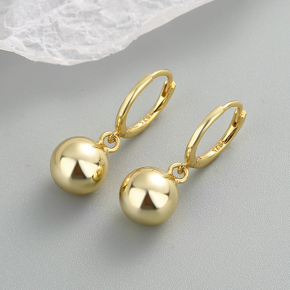 Light Luxury Geometric Round Bead Earrings For Women In 925 Sterling Silver With Electroplated Finish