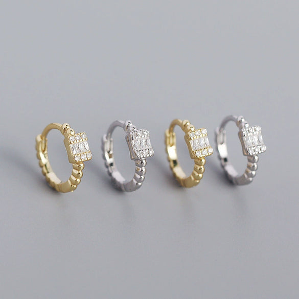 Light Luxury Geometric S925 Silver Diamondembedded Earrings For Women With Electroplating