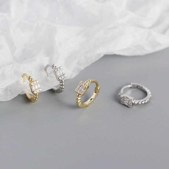 Light Luxury Geometric S925 Silver Diamondembedded Earrings For Women With Electroplating
