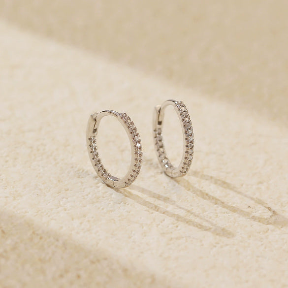 Light Luxury Geometric S925 Silver Earring Buckle With Diamond Stacked Design And Electroplating Treatment For Women