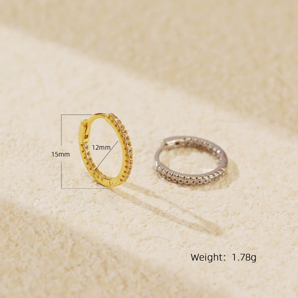 Light Luxury Geometric S925 Silver Earring Buckle With Diamond Stacked Design And Electroplating Treatment For Women