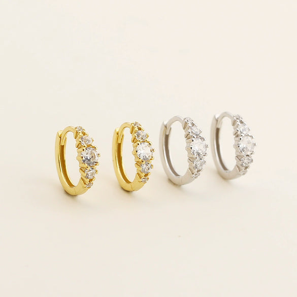 Light Luxury Geometric S925 Silver Electroplated Diamond Zircon Earrings For Women