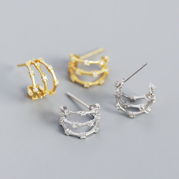 Light Luxury Geometric S925 Silver Electroplated Earrings
