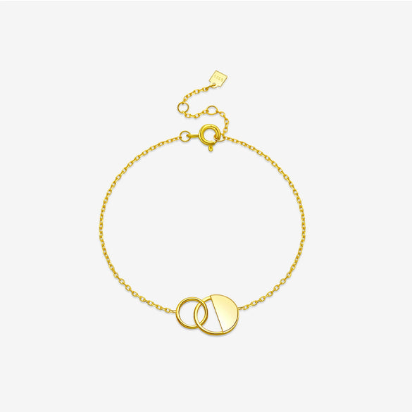 Light Luxury Geometric S925 Sterling Silver Electroplated Ring Link Bracelet For Women