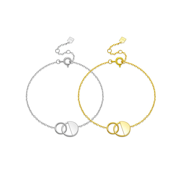 Light Luxury Geometric S925 Sterling Silver Electroplated Ring Link Bracelet For Women