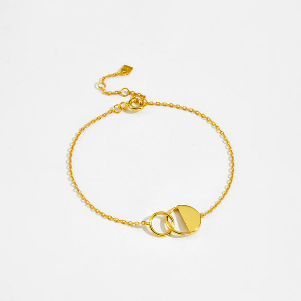 Light Luxury Geometric S925 Sterling Silver Electroplated Ring Link Bracelet For Women