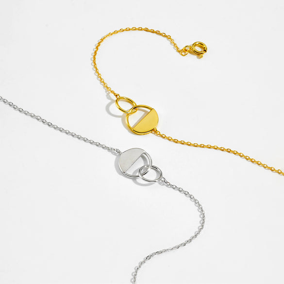 Light Luxury Geometric S925 Sterling Silver Electroplated Ring Link Bracelet For Women