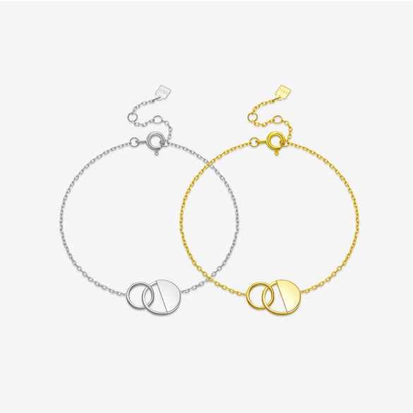 Light Luxury Geometric S925 Sterling Silver Electroplated Ring Link Bracelet For Women