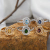 Light Luxury Geometric S925 Sterling Silver 18K Gold Plated Natural Color Gem Set Ring For Women Jewelry Accessories