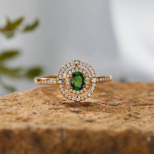 Light Luxury Geometric S925 Sterling Silver 18K Gold Plated Natural Color Gem Set Ring For Women Jewelry Accessories