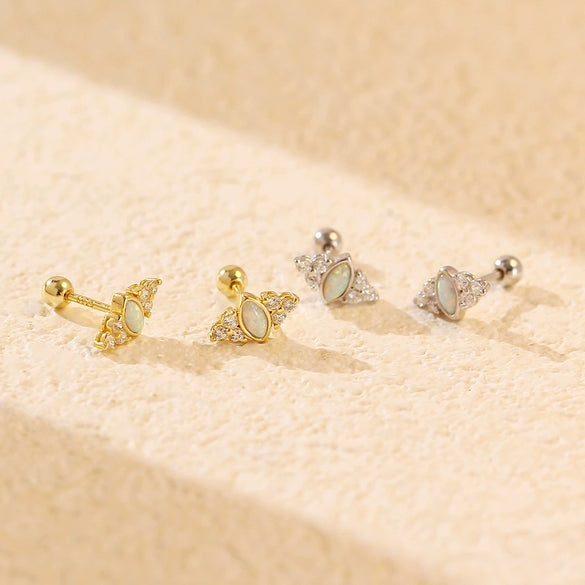 Light Luxury Geometric Screw Ear Nail For Women S925 Silver Electroplated