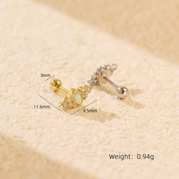Light Luxury Geometric Screw Ear Nail For Women S925 Silver Electroplated