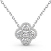 Light Luxury Geometric 925 Silver Necklace With Flower Four Leaf Clover Fritillary Agate Zircon For Women