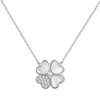 Light Luxury Geometric 925 Silver Necklace With Flower Four Leaf Clover Fritillary Agate Zircon For Women