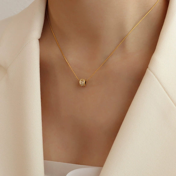 Light Luxury Geometric Simple Earrings And Necklace Set For Women 316L Stainless Steel 18K Gold Plated Electroplating Jewelry