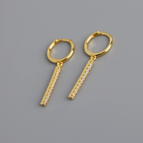 Light Luxury Geometric Square Drop Earrings For Women With Diamond Accents In S925 Sterling Silver
