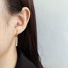 Light Luxury Geometric Square Drop Earrings For Women With Diamond Accents In S925 Sterling Silver