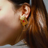 Light Luxury Geometric Square Electroplated Stainless Steel Zircon Earrings For Women