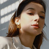 Light Luxury Geometric Square Electroplated Stainless Steel Zircon Earrings For Women