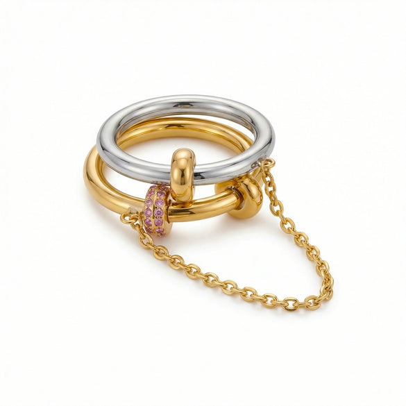 Light Luxury Geometric Stackable Open Electroplated Ring Unisex Accessory