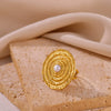 Light Luxury Geometric Stainless Steel Imitation Pearl Ring Jewelry For Women With Electroplating