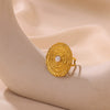 Light Luxury Geometric Stainless Steel Imitation Pearl Ring Jewelry For Women With Electroplating