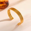 Light Luxury Geometric Stainless Steel Open Bracelet With 18K Gold Vacuum Plating For Women