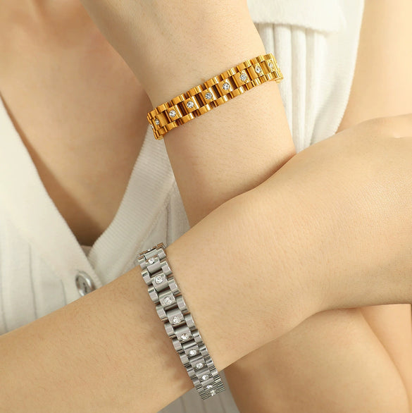 Light Luxury Geometric 316L Stainless Steel Electroplated Bracelet For Women