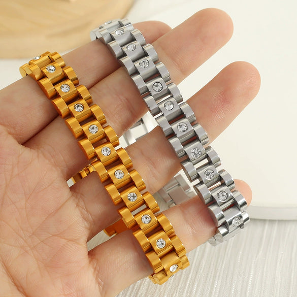 Light Luxury Geometric 316L Stainless Steel Electroplated Bracelet For Women