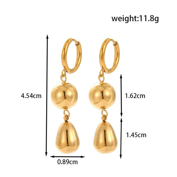 Light Luxury Geometric Water Drop Love Titanium Steel Earrings With Electroplating For Women