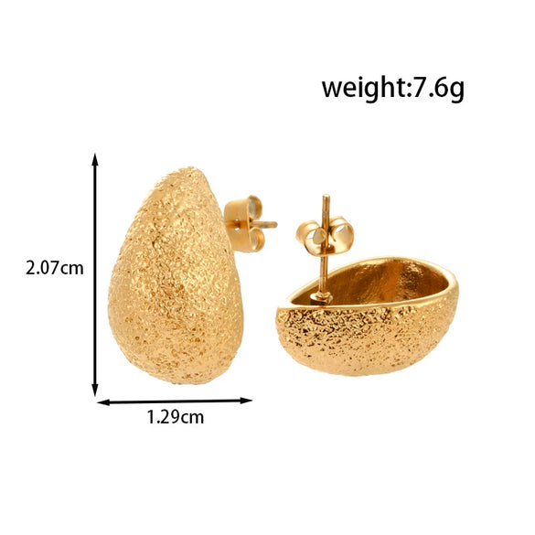 Light Luxury Geometric Water Drop Love Titanium Steel Earrings With Electroplating For Women
