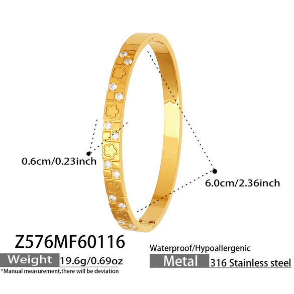 Light Luxury Geometric Water Drop Zircon Stainless Steel 18K Gold Plated Bracelet Fashion Jewelry