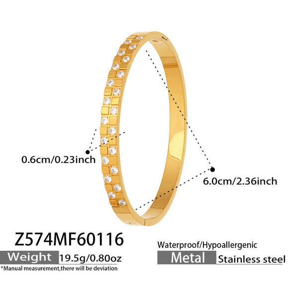 Light Luxury Geometric Water Drop Zircon Stainless Steel 18K Gold Plated Bracelet Fashion Jewelry