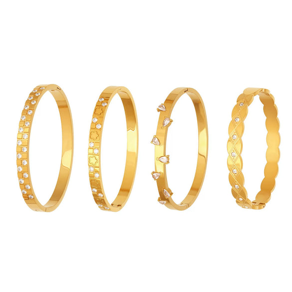 Light Luxury Geometric Water Drop Zircon Stainless Steel 18K Gold Plated Bracelet Fashion Jewelry