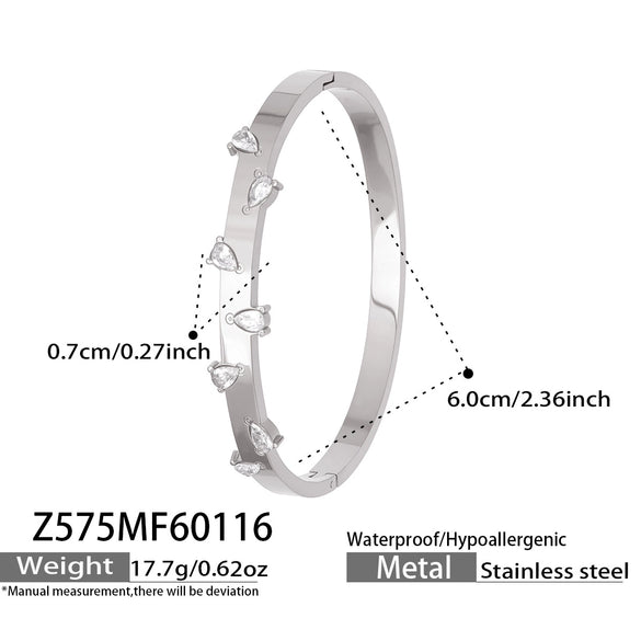 Light Luxury Geometric Water Drop Zircon Stainless Steel 18K Gold Plated Bracelet Fashion Jewelry