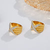 Light Luxury Geometric Wide Couple's Titanium Steel Diamond Ring With Electroplating Jewelry