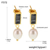 Light Luxury Geometric Zircon Freshwater Pearl Earrings With Electroplating
