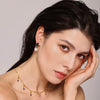 Light Luxury Geometric Zircon Freshwater Pearl Earrings With Electroplating