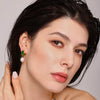 Light Luxury Geometric Zircon Freshwater Pearl Earrings With Electroplating