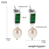 Light Luxury Geometric Zircon Freshwater Pearl Earrings With Electroplating