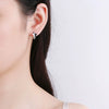 Light Luxury Geometric Zircon Inlaid S925 Sterling Silver Hoop Earrings With Electroplated Finish