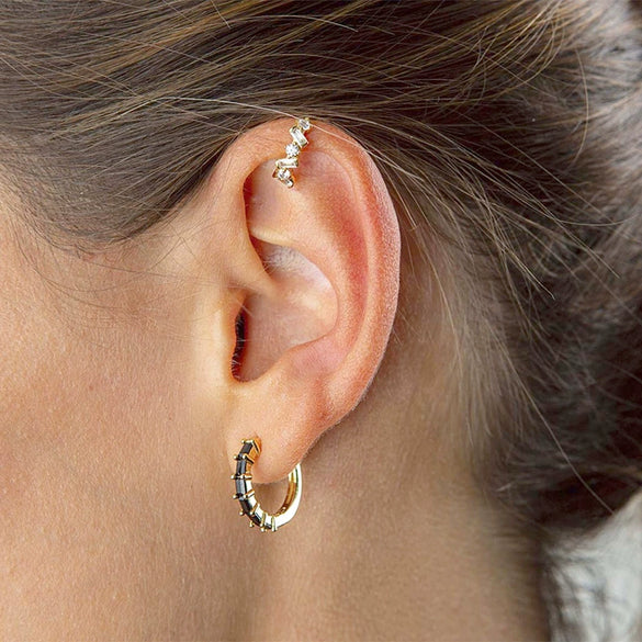 Light Luxury Geometric Zircon Stud Earrings With Copper Body And S925 Silver Needle Electroplated Fashion Earrings For Women