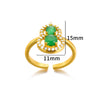 Light Luxury Green Gem Gourd Open Ring For Women Stainless Steel Electroplated