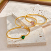 Light Luxury Heart Shaped Stainless Steel Bracelet With Rhinestone Accents And 18K Gold Vacuum Plating For Women