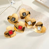 Light Luxury Heart Shaped Stainless Steel Earrings For Women With Rhinestones And 18K Vacuum Plated Geometric Design