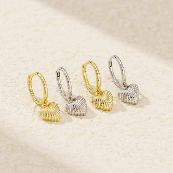 Light Luxury Heartshaped S925 Silver Vintage Gold Electroplated Earrings For Women